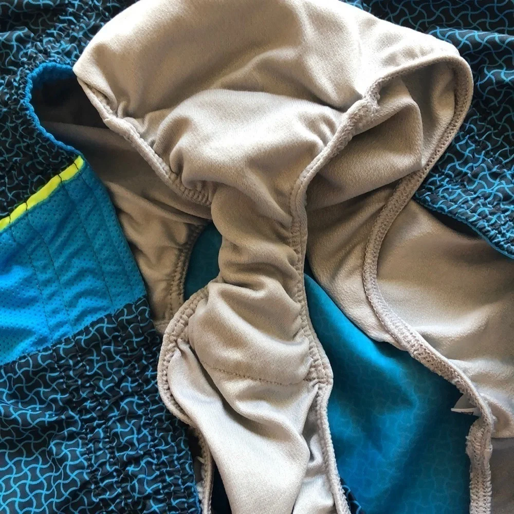 𝅺Nike Athletic Running Shorts Builtin Underwear Dry Fit Size M Gym Workout Blue